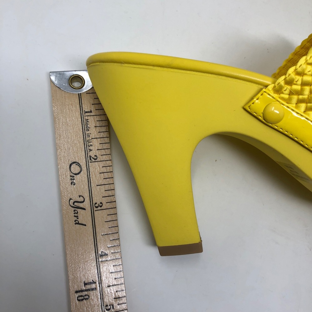 Nina Platform Sandal Womens 8.5 Yellow Woven Double Strap Block Heel Studs - Picture 10 of 11